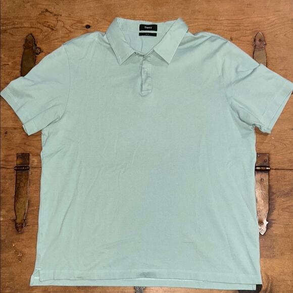 Theory Men's Light Blue Polo Shirt Size X-Large - Picture 1 of 5